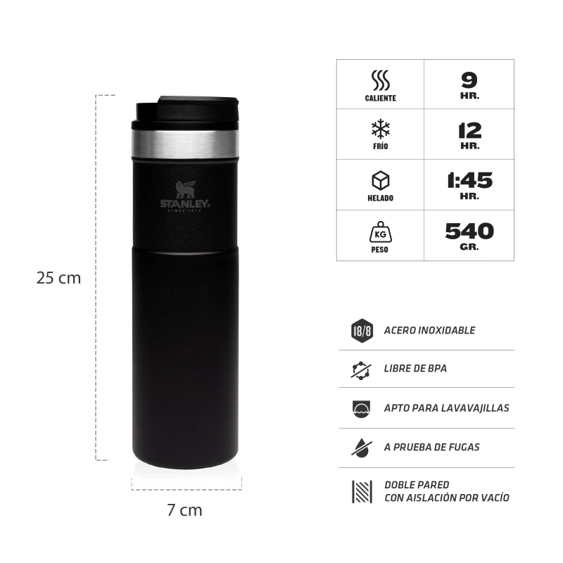 VASO STANLEY CLASSIC NEVERLEAK TRAVEL MUG 591M NEGRO