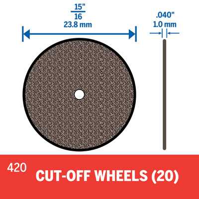 DISCOS DE CORTE DREMEL POR 20 UNIDADES 420 23.8MM PARA METALES