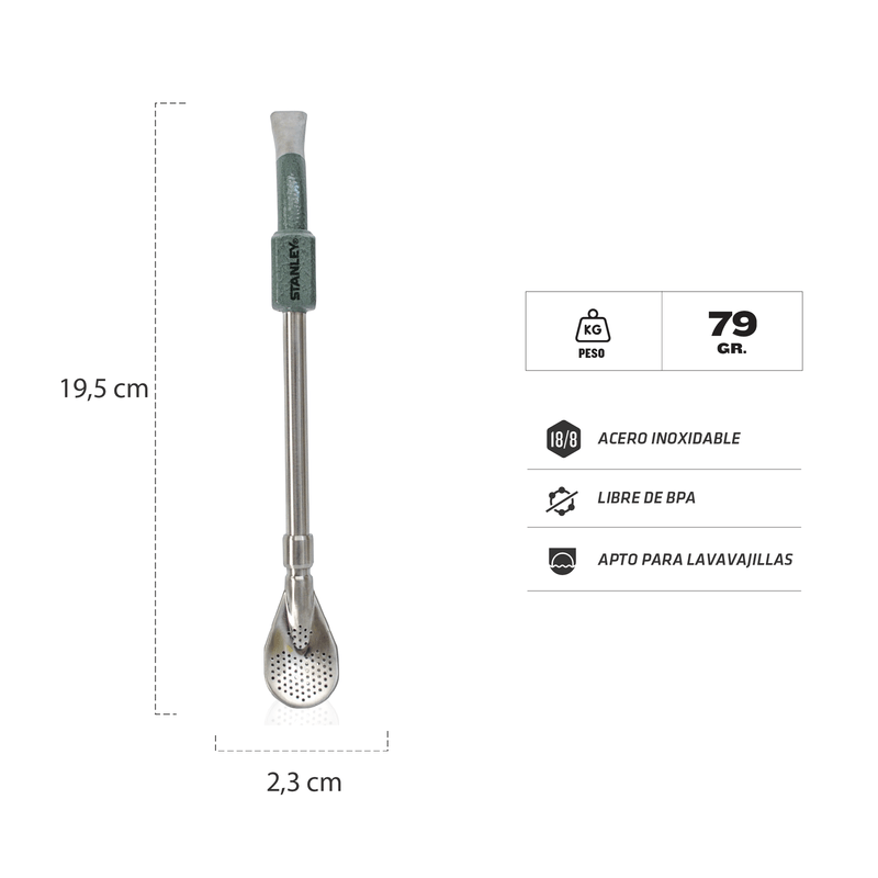 BOMBILLA PARA MATE STANLEY SPOON VERDE