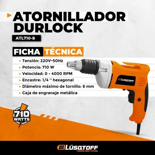 ATORNILLADOR LUSQTOFF ATL710-8 DURLOCK 710 W 6 MM ENCASTRE 1/4