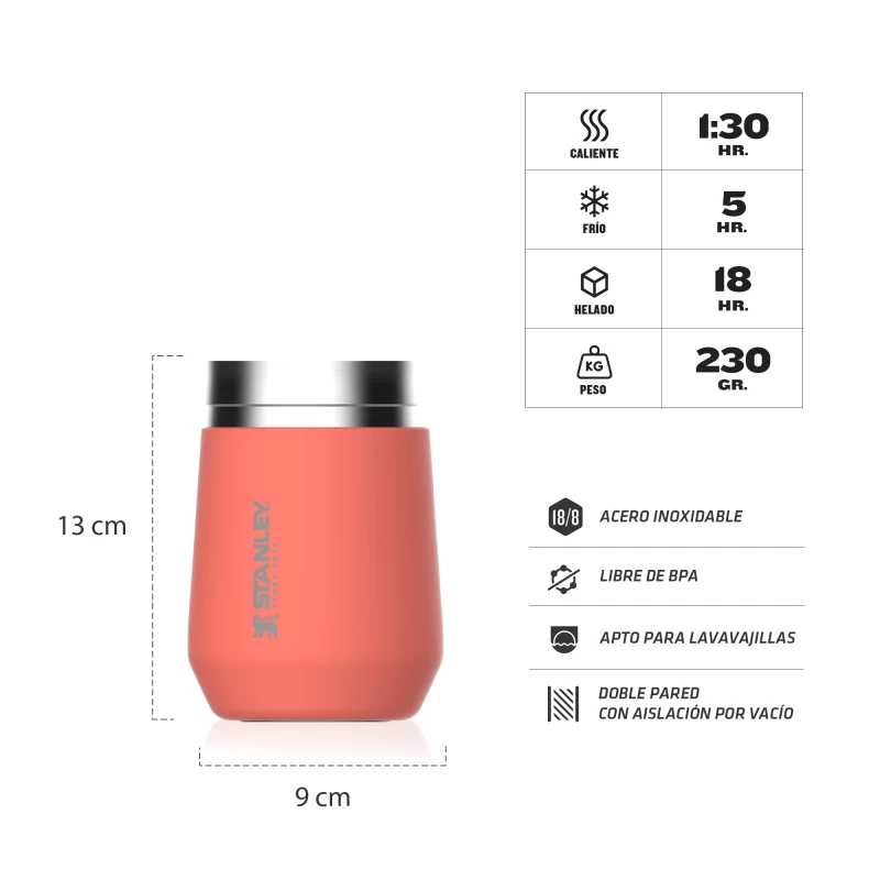 VASO STANLEY EVERYDAY 290ML NARANJA CORAL