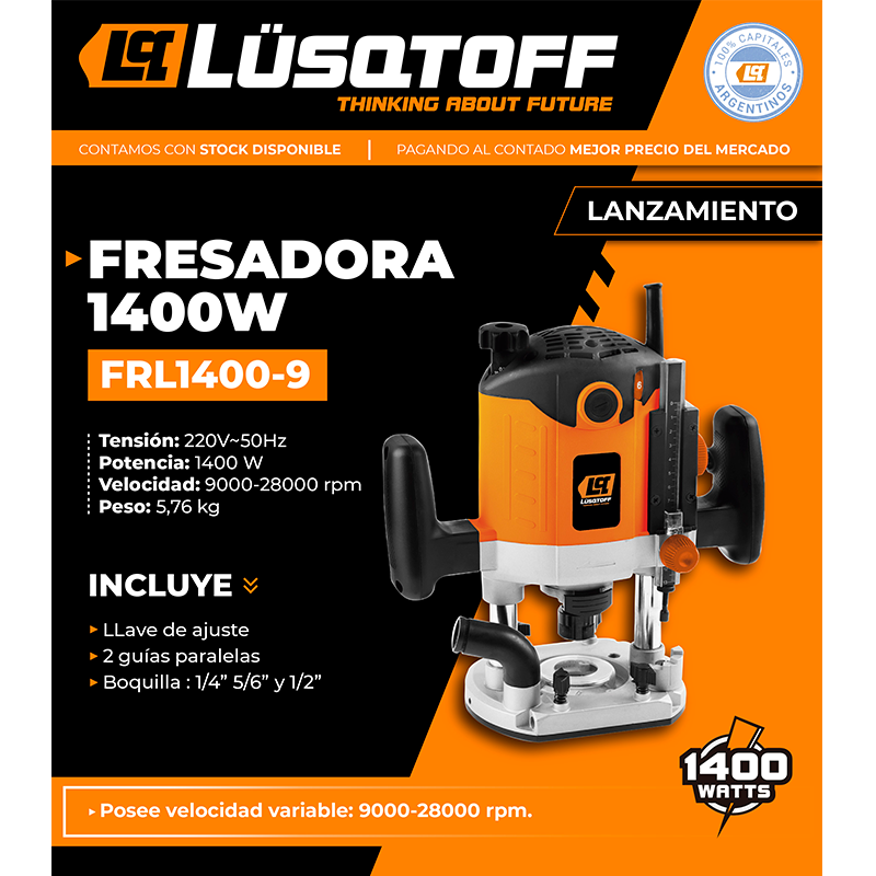 FRESADORA LUSQTOFF 6-12MM 1400W FRL1400-9