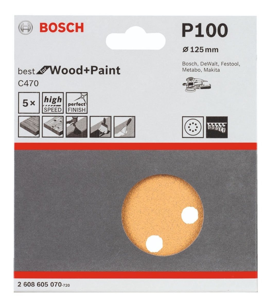 DISCO DE LIJA BOSCH 125MM WOOD + PAINT GR180