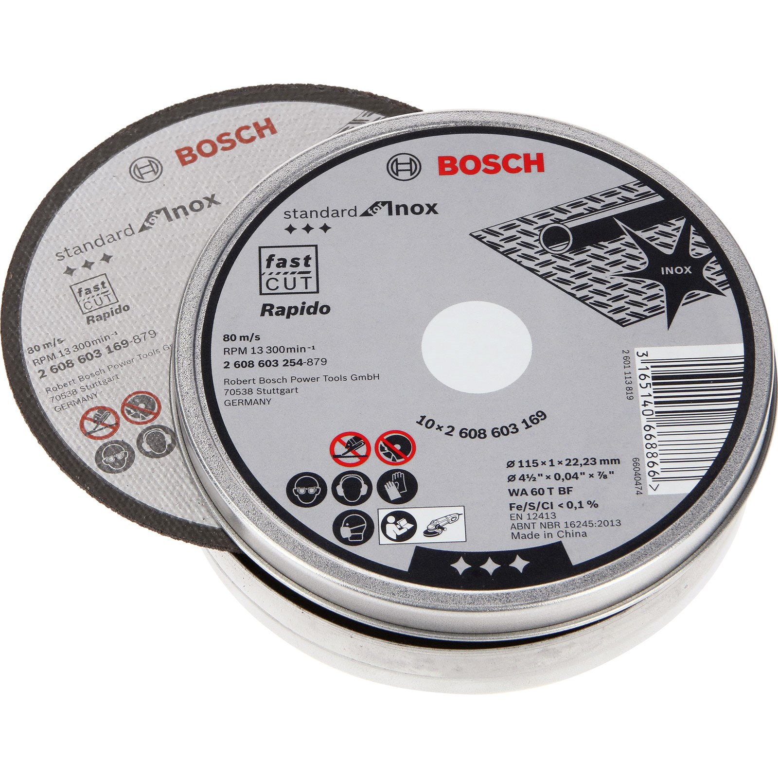 SET 10 DISCOS C.METAL BOSCH 115*1 LATA  603254