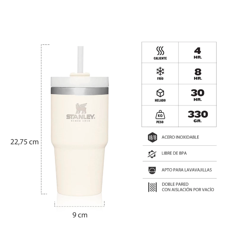 VASO STANLEY QUENCHER TUMBLER 591 LITROS CREAM