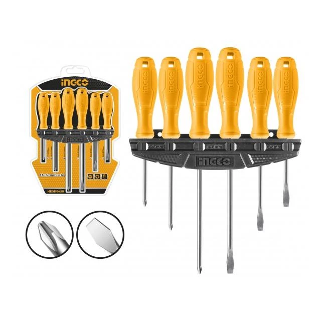 SET DESTORNILLADORES INGCO 6 PIEZAS PH1X2 PH2 PL5CX2 PL6 HKSD0658