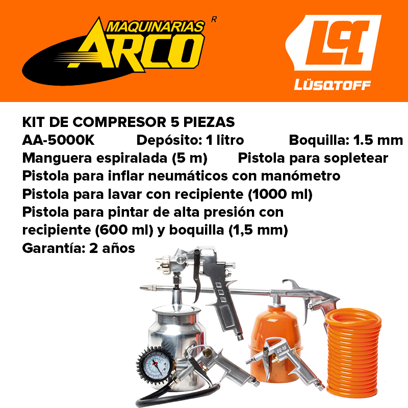 KIT PARA COMPRESOR LUSQTOFF AA-5000K 5 PIEZAS