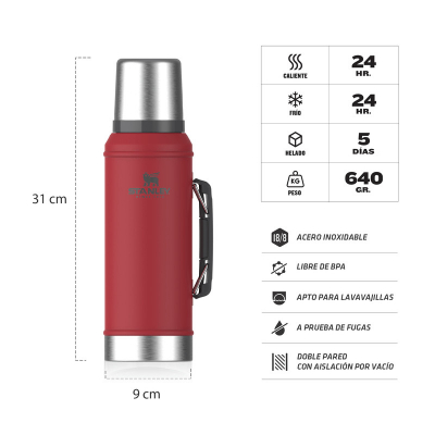 TERMO CLASICO STANLEY 2021 0.95LT ROJO